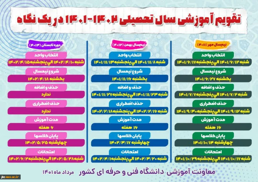 تقویم آموزشی 1402 - 1401
 2