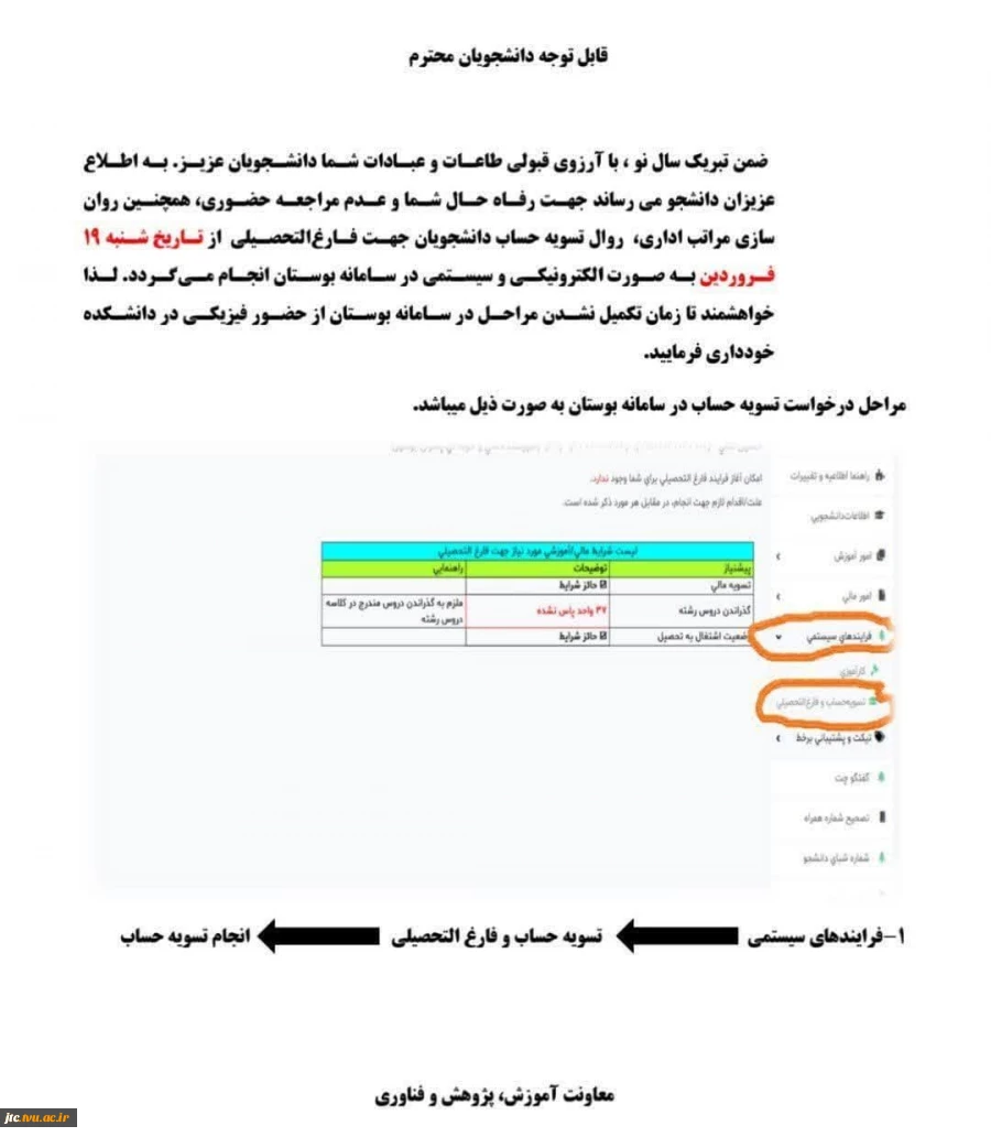 فرآیند فارغ التحصیلی در سامانه آموزشی بوستان 2